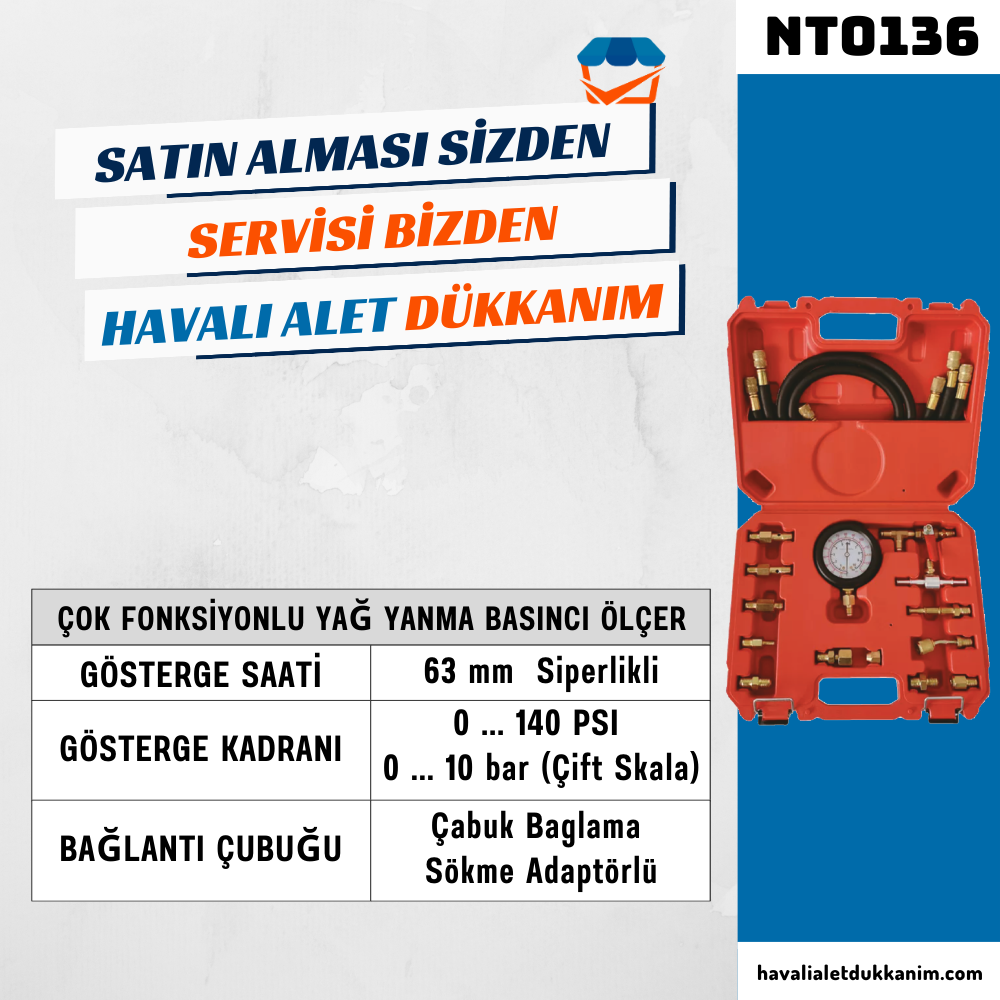 NT Tools NT0136 Çok Fonksiyonlu Yağ Yanma Basıncı Ölçer