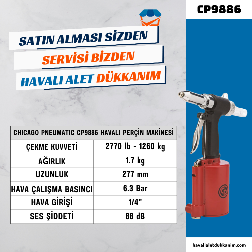 Chicago Pneumatic CP9886 Havalı Perçin Makinesi 5 mm
