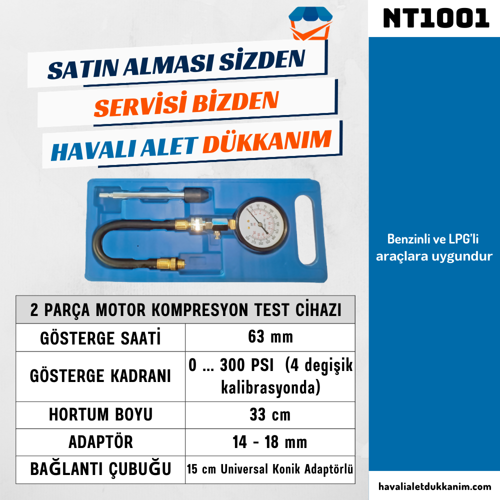 NT Tools NT1001 2 Parça Motor Kompresyon Test Cihazı