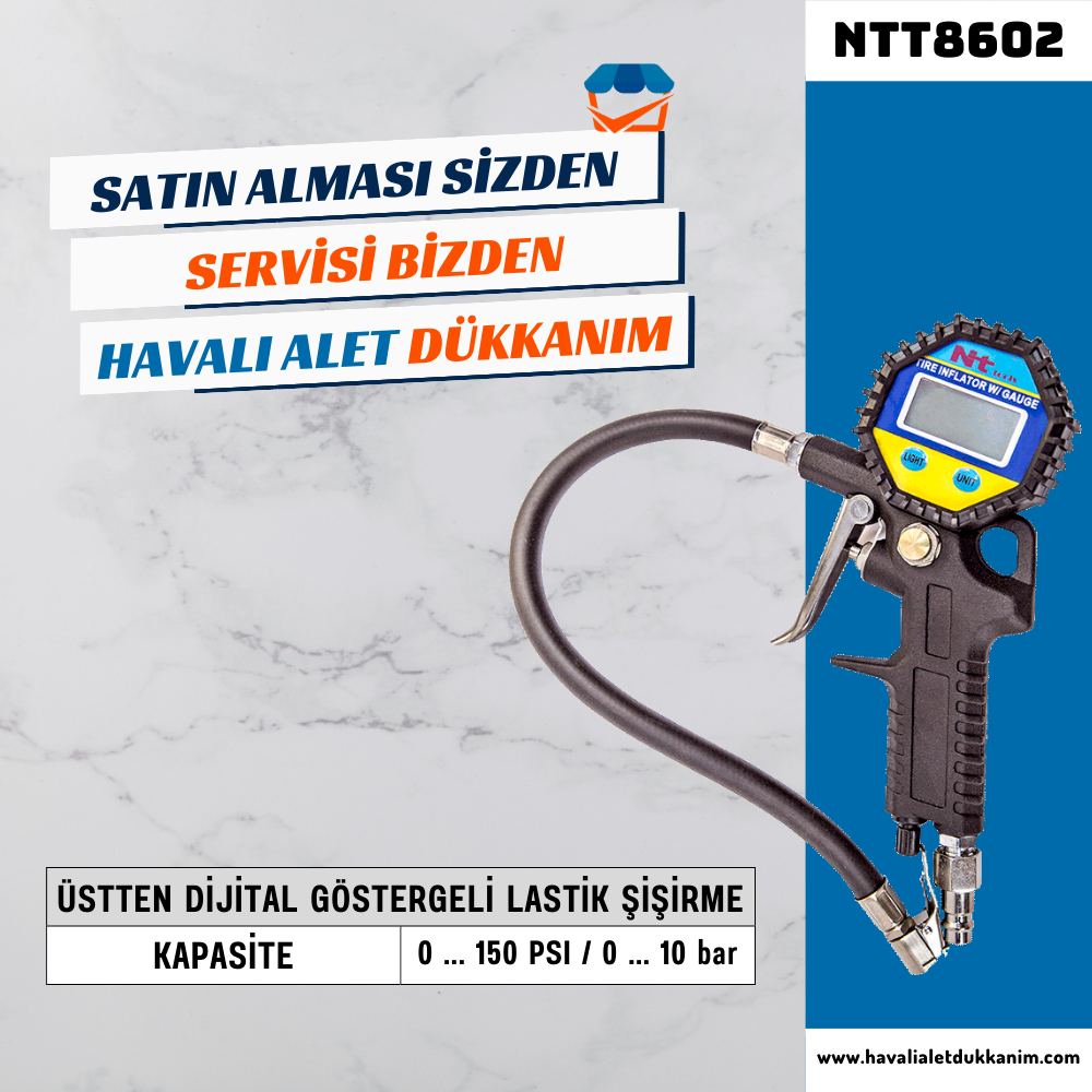 NT Tools NTT8602 Üstten Dijital Göstergeli Lastik Şişirme