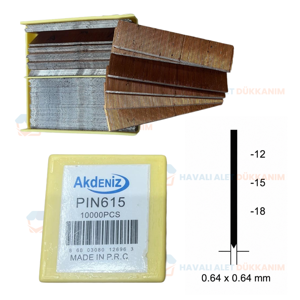 Akdeniz Pin Çivi 23 GA 06x15 mm 10.000 Adet/Kutu