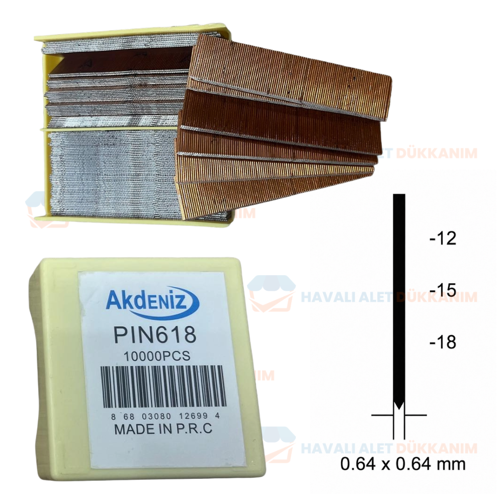 Akdeniz Pin Çivi 23 GA 06x18 mm 10.000 Adet/Kutu