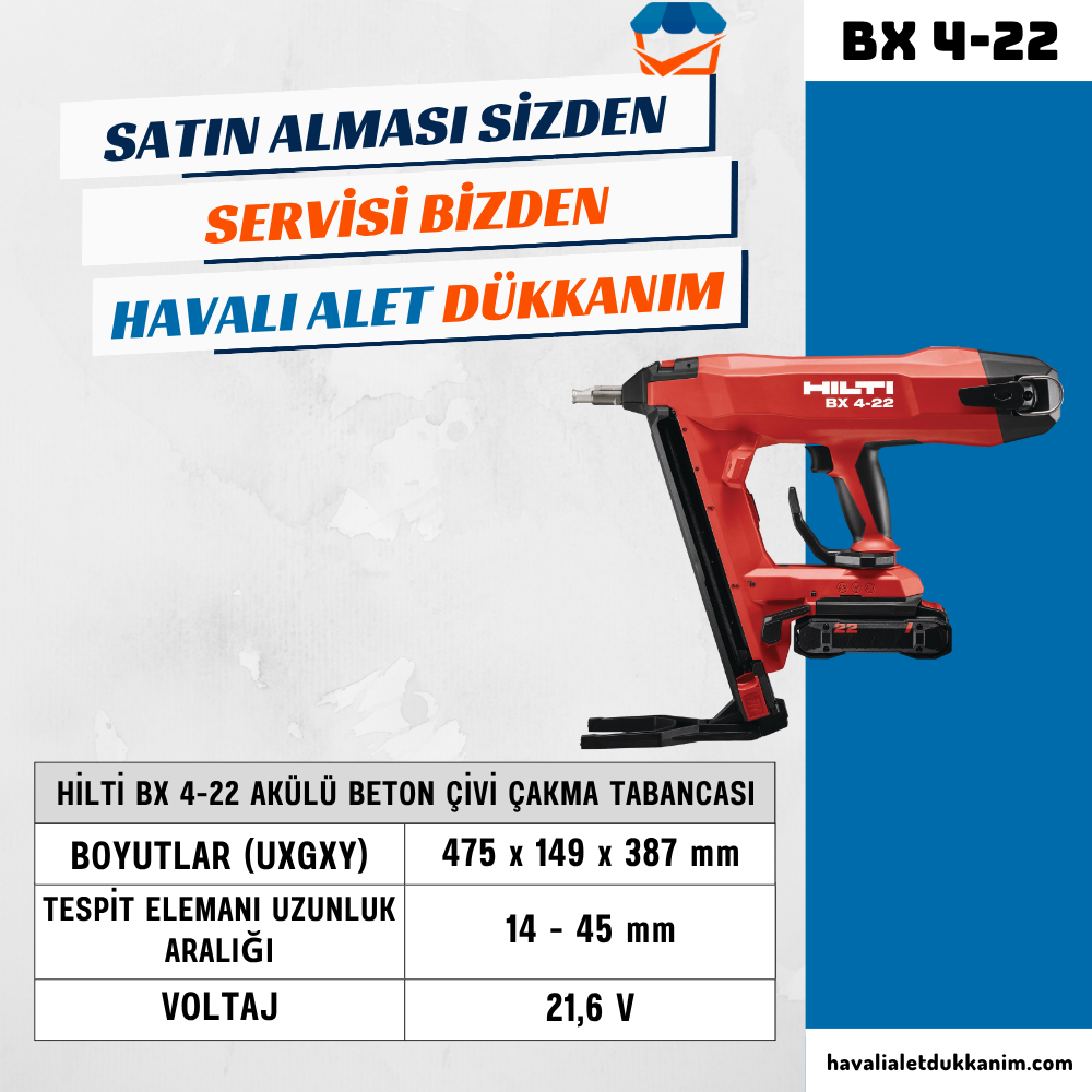 Hilti BX 4-22 Akülü Beton Çivi Çakma Tabancası ve 6000 Adet Çivi
