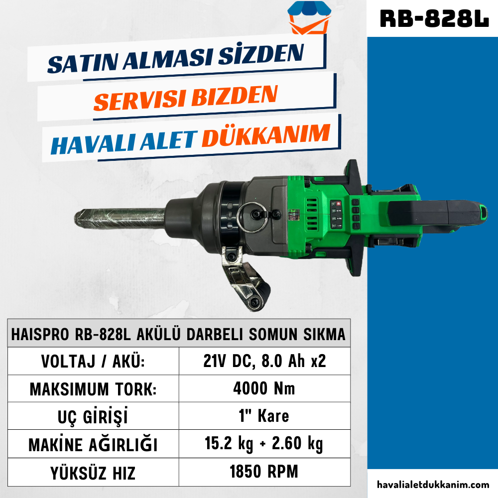 HAISPRO RB-828L Akülü Darbeli Somun Sıkma 4000 Nm 21 V