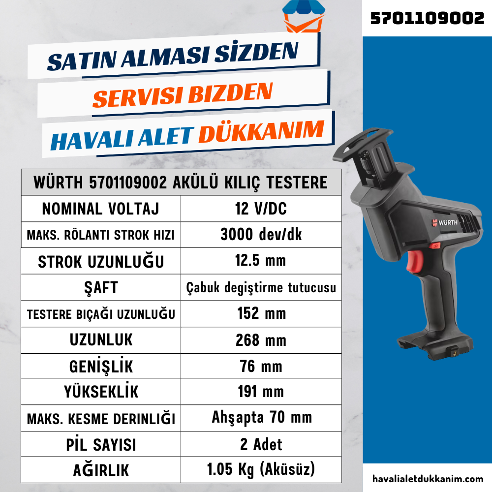 Würth 5701109002 Akülü Kılıç Testere
