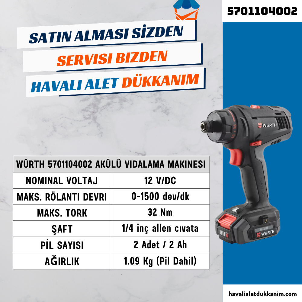 Würth 5701104002 Akülü Vidalama Makinesi