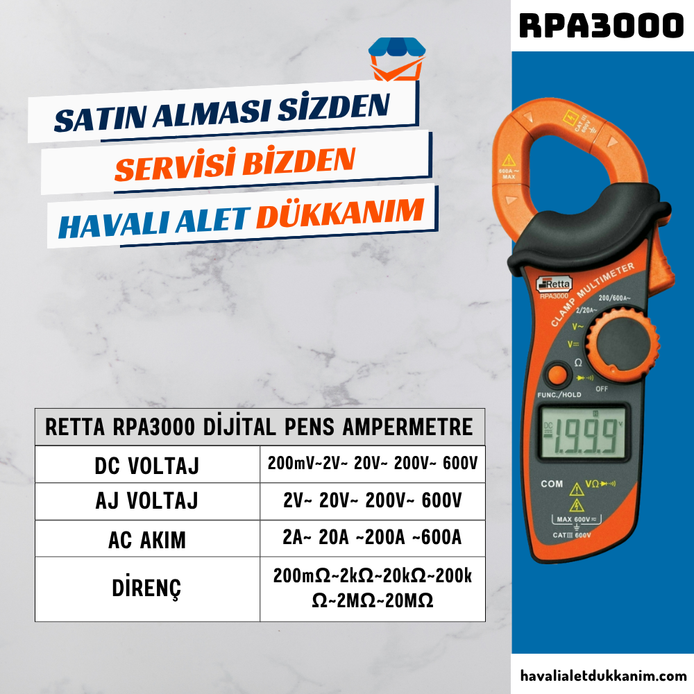 RETTA RPA3000 Dijital Pens Ampermetre
