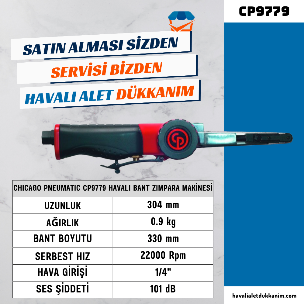 Chicago Pneumatic CP9779 Havalı Bant Zımpara Makinesi 330 mm