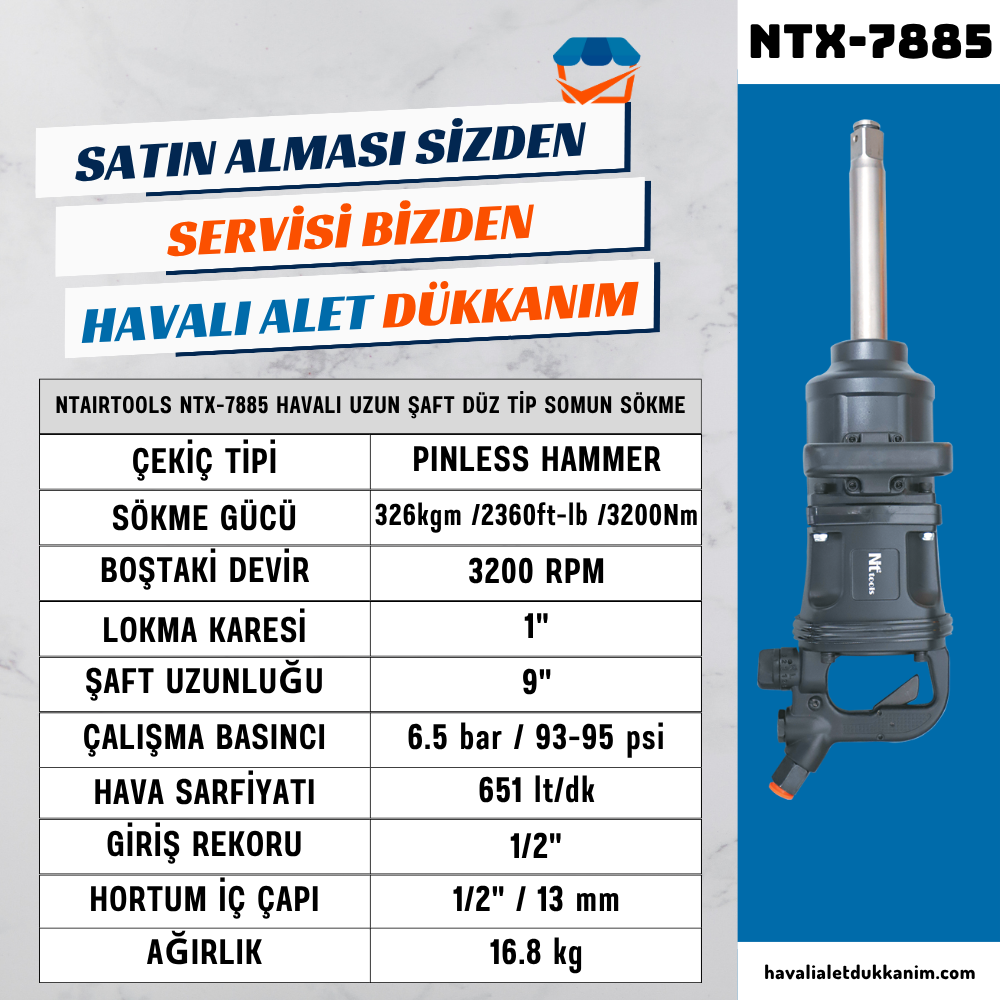 NTAirTools NTX-7885 Havalı Düz Tip Somun Sökme 1