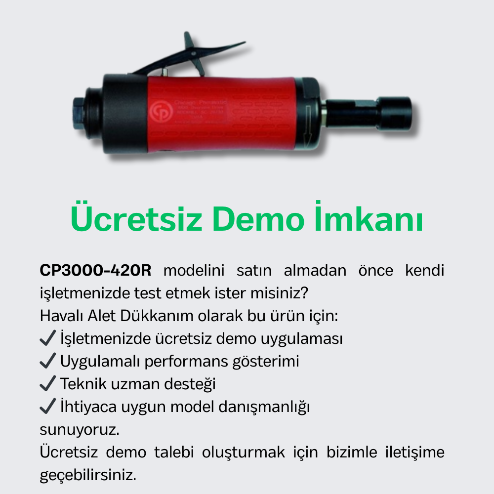Chicago Pneumatic CP3000-420R Havalı Kalıpçı Taşlama 1/4
