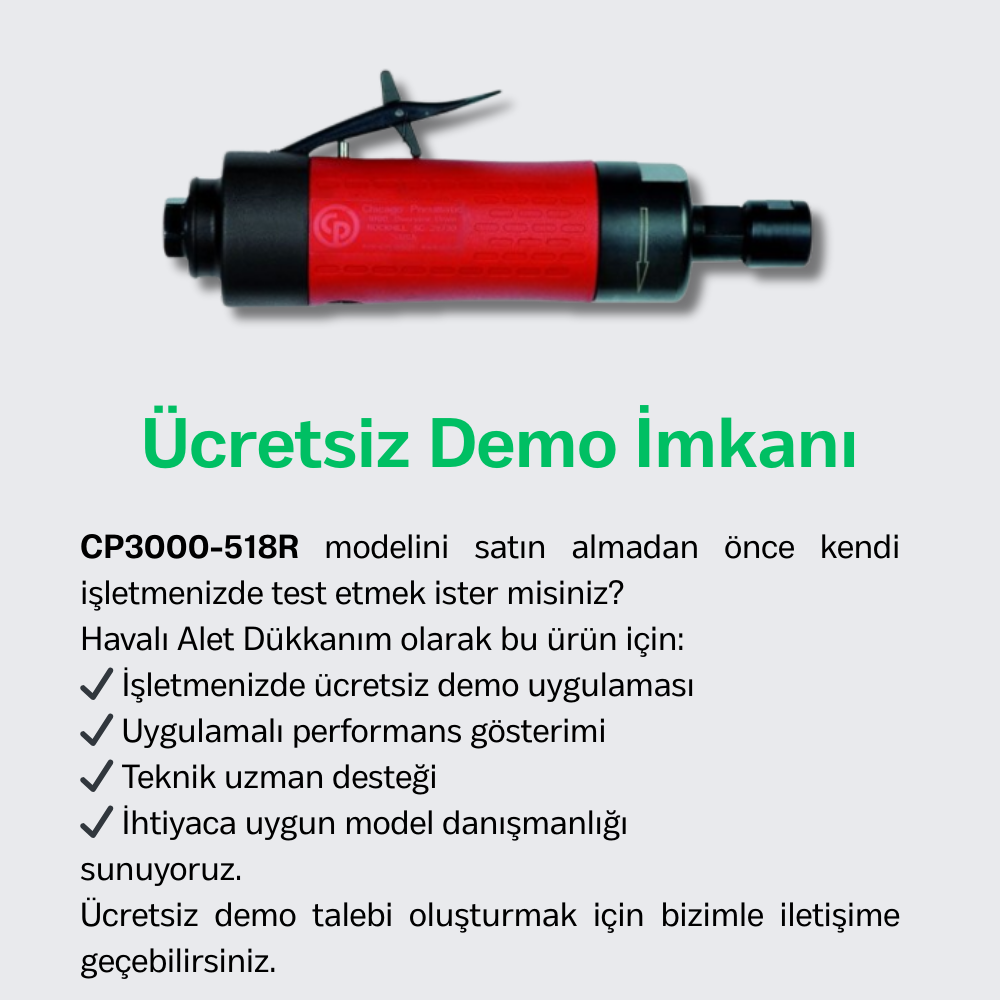 Chicago Pneumatic CP3000-518R Havalı Kalıpçı Taşlama 1/4