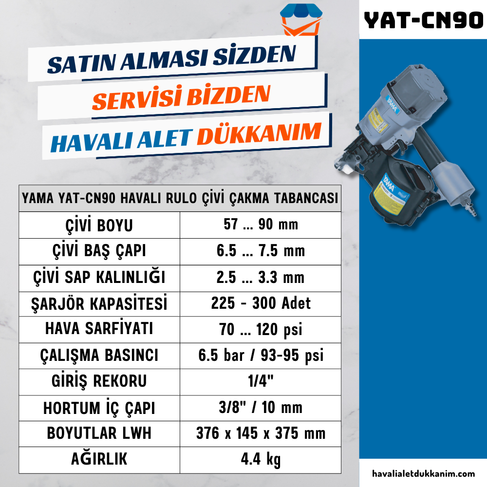 YAMA YAT-CN90 Havalı Rulo Çivi Çakma Tabancası