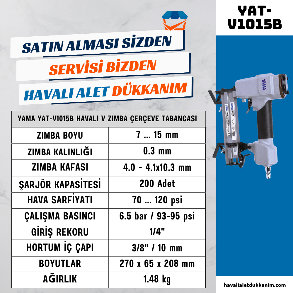 YAMA YAT-V1015B Havalı V Zımba Çerçeve Tabancası 10.3x 7-15 mm