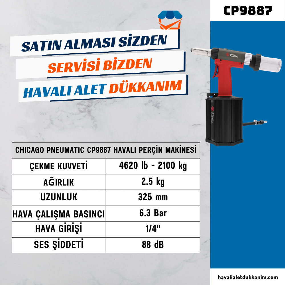 Chicago Pneumatic CP9887 Havalı Perçin Makinesi 7.8 mm