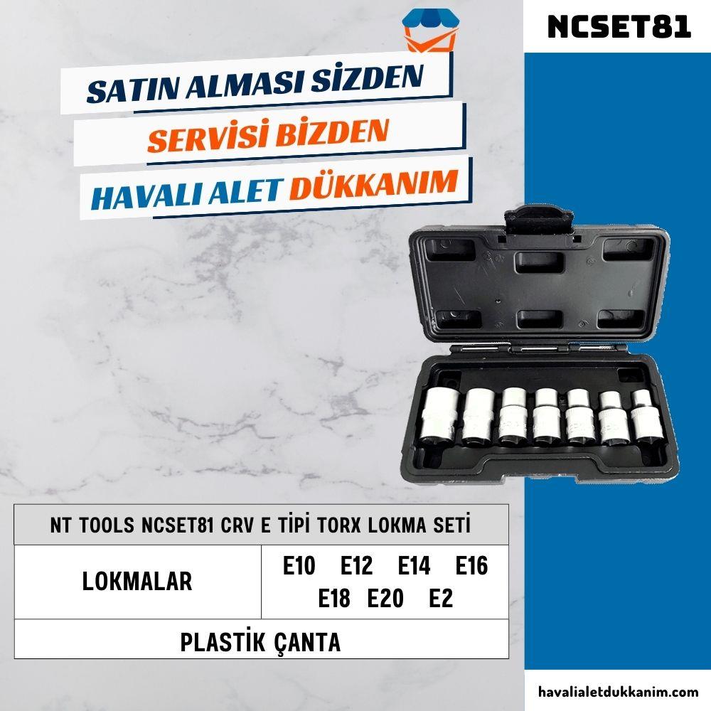 NT Tools NCSET81 CrV E Tipi Torx Lokma Seti 7 Parça 1/2