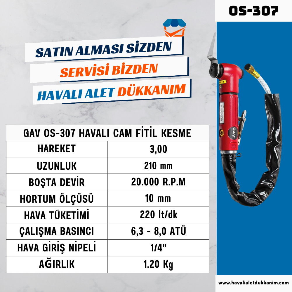 GAV OS-307 Havalı Cam Fitil Kesme