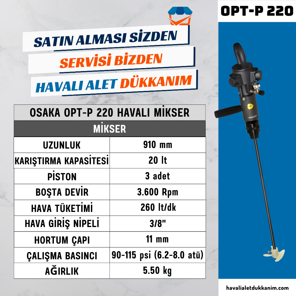 OSAKA OPT-P 220 Havalı Mikser