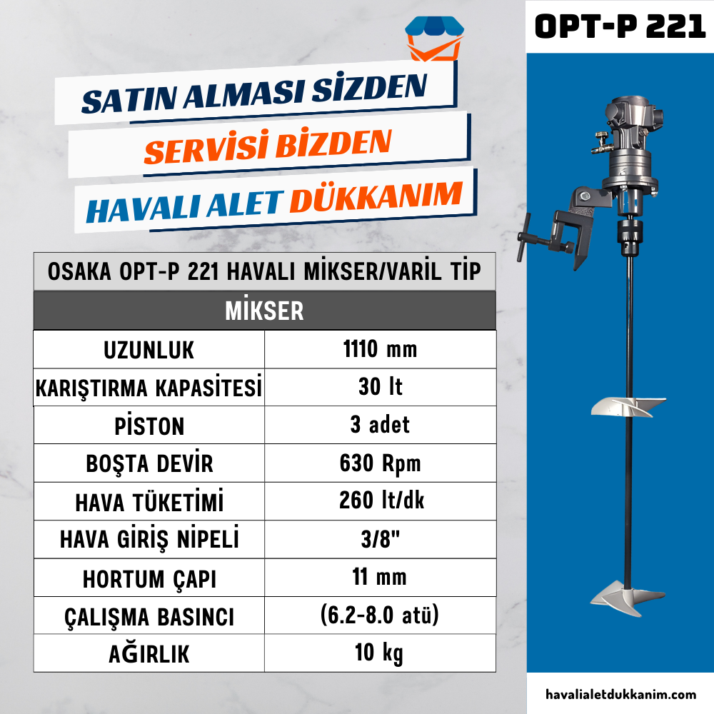 OSAKA OPT-P 221 Havalı Mikser/Varil Tip