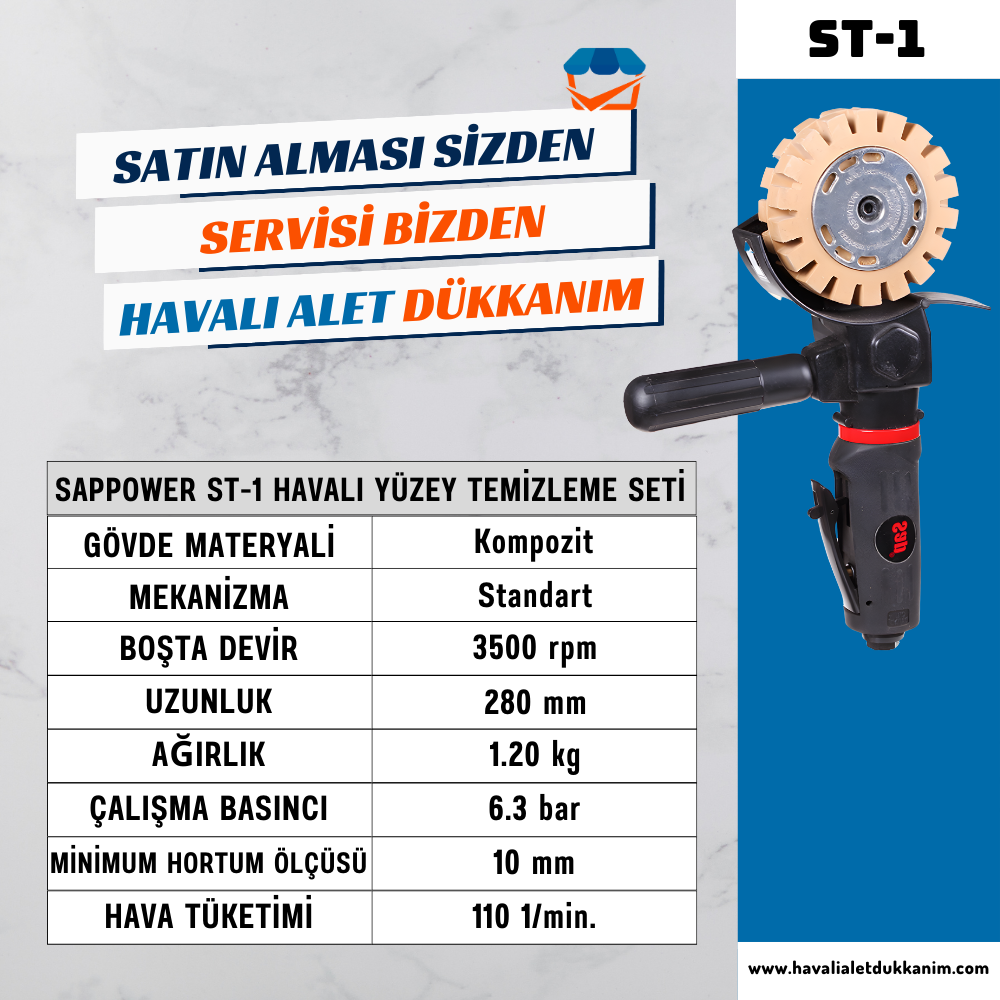 SAPPOWER ST-1 Havalı Yüzey Temizleme Seti