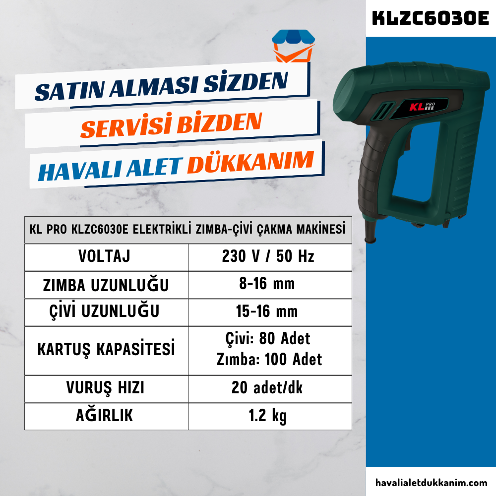 KL PRO KLZC6030E Elektrikli Zımba-Çivi Çakma Makinesi