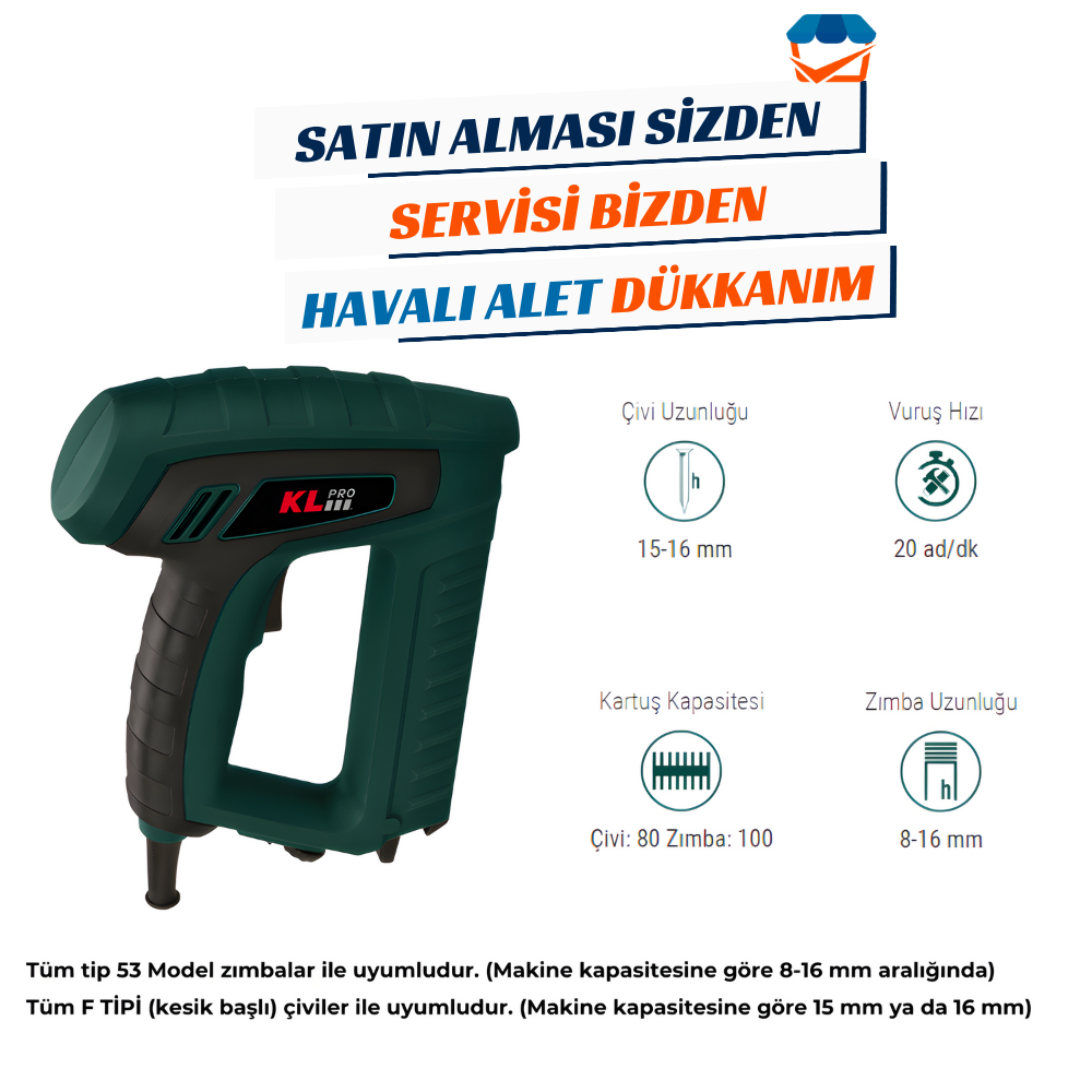 KL PRO KLZC6030E Elektrikli Zımba-Çivi Çakma Makinesi