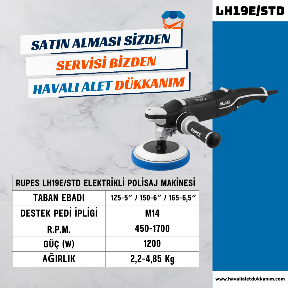 RUPES LH19E/STD Elektrikli Polisaj Makinesi 180 mm