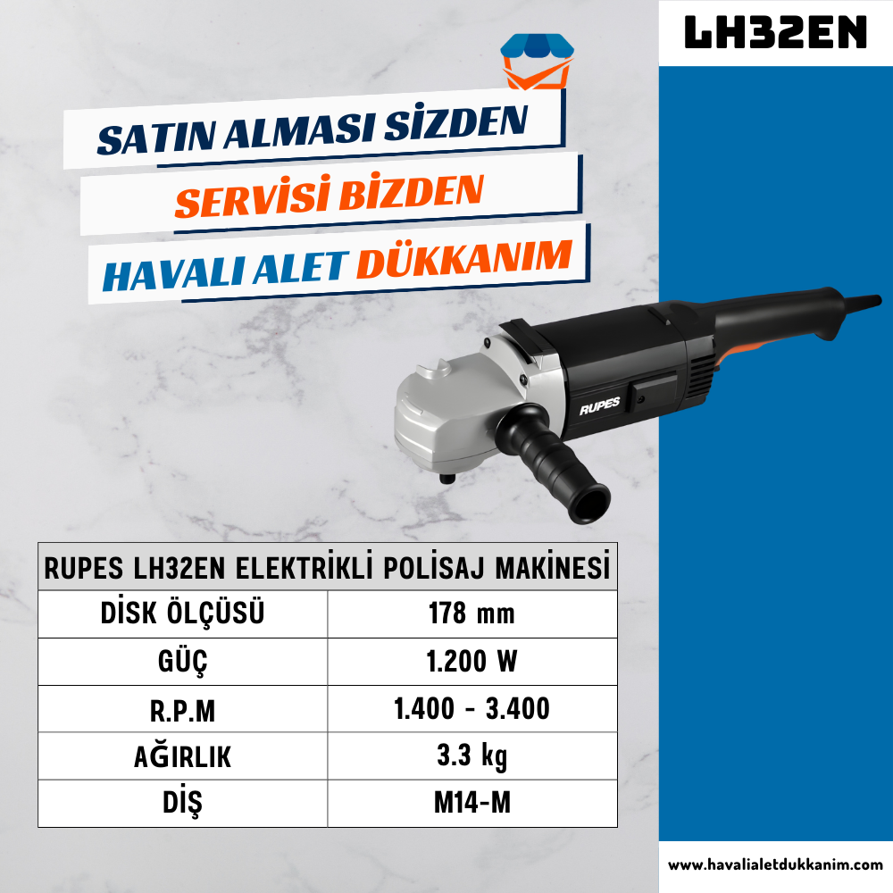 RUPES LH32EN Elektrikli Polisaj Makinesi 180 mm