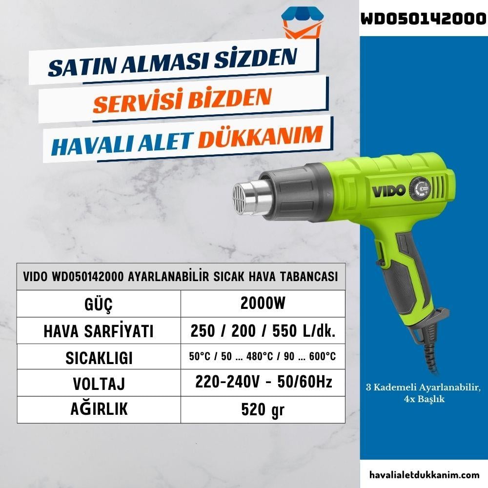 VIDO WD050142000 Ayarlanabilir Sıcak Hava Tabancası 2000W