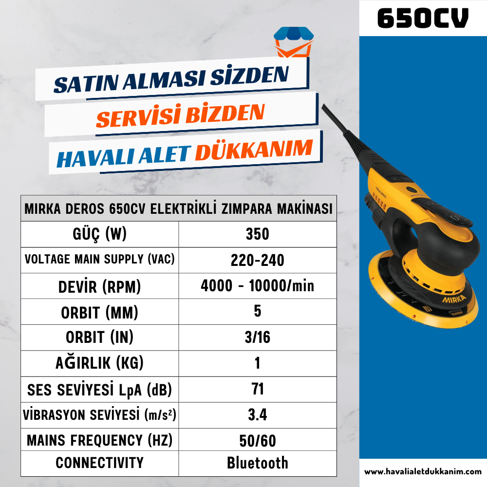 MIRKA DEROS 650CV Elektrikli Zımpara Makinesi 150 mm