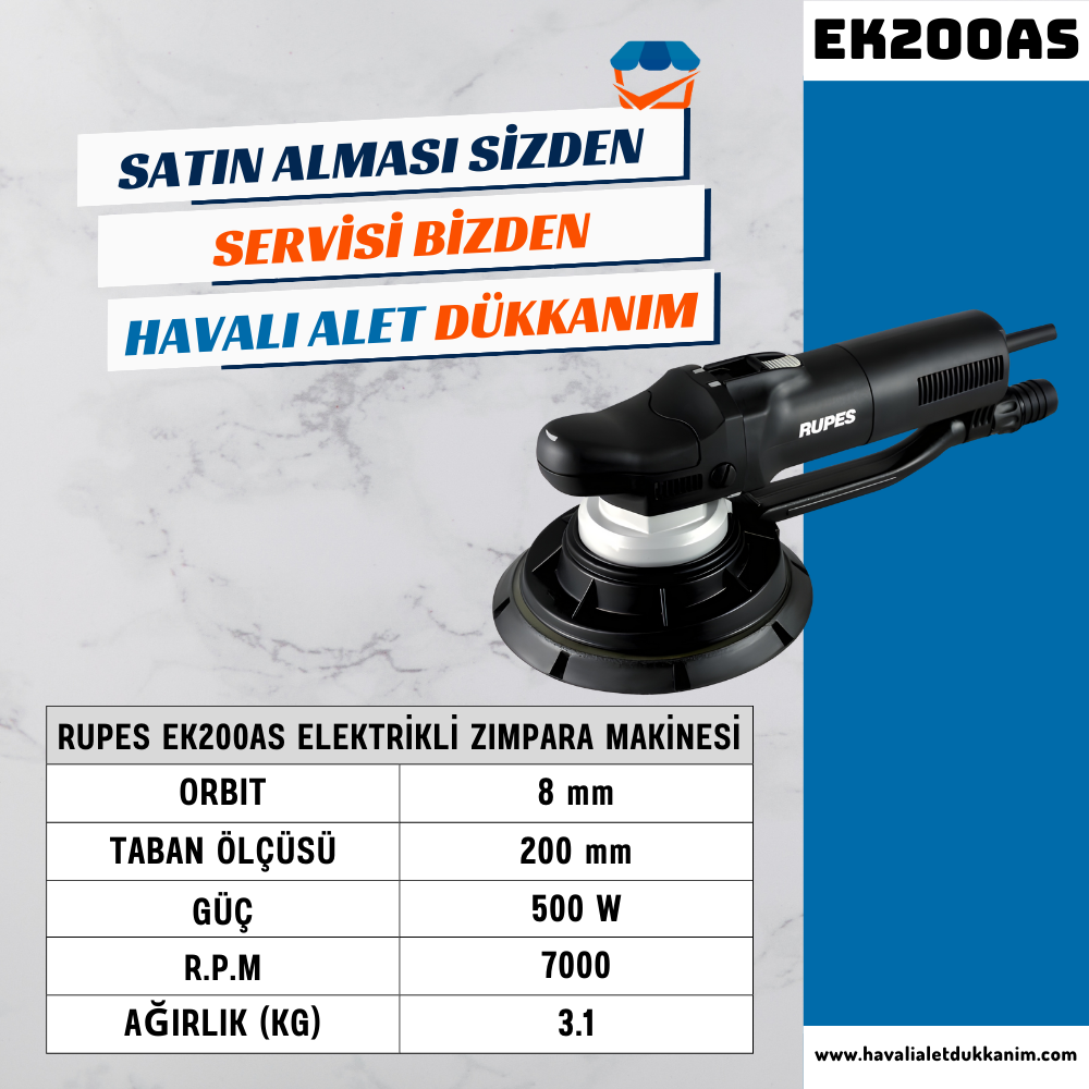 RUPES EK200AS Elektrikli Zımpara Makinesi 200 mm