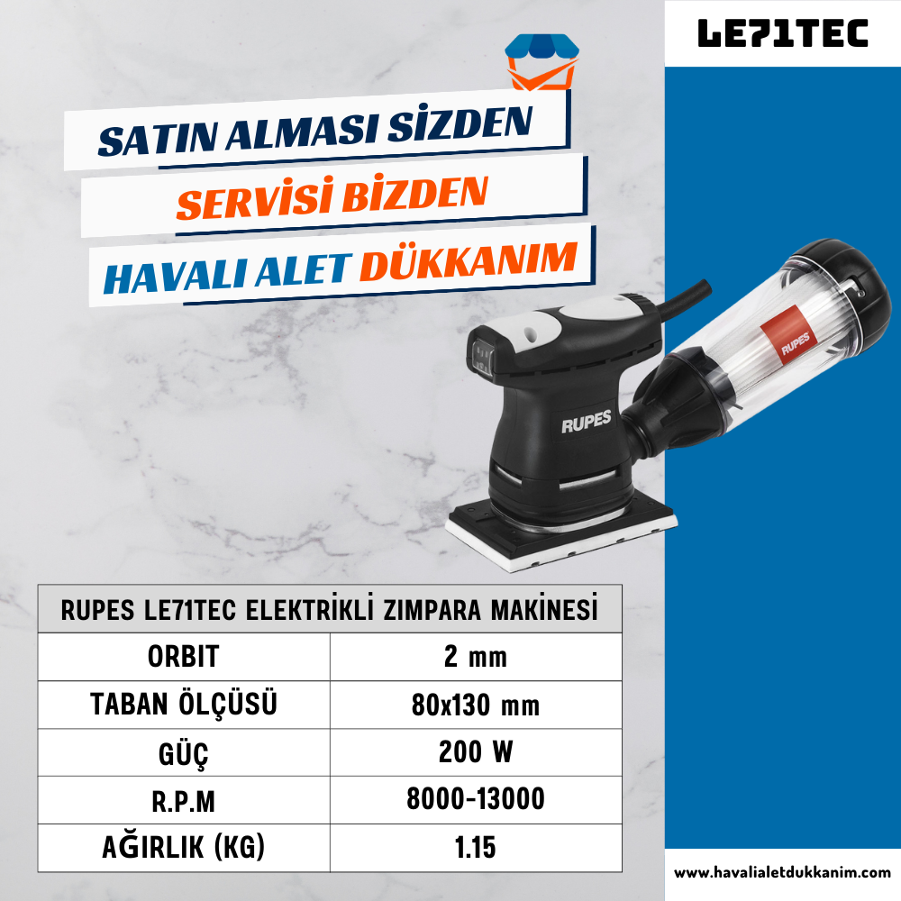RUPES LE71TEC Elektrikli Zımpara Makinesi 80x130 mm