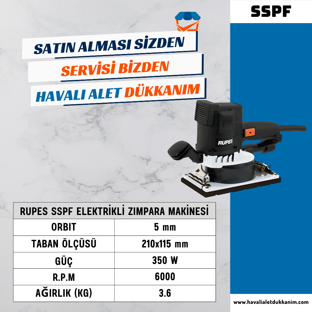 RUPES SSPF Elektrikli Zımpara Makinesi 210x115 mm (Toz Emişli)