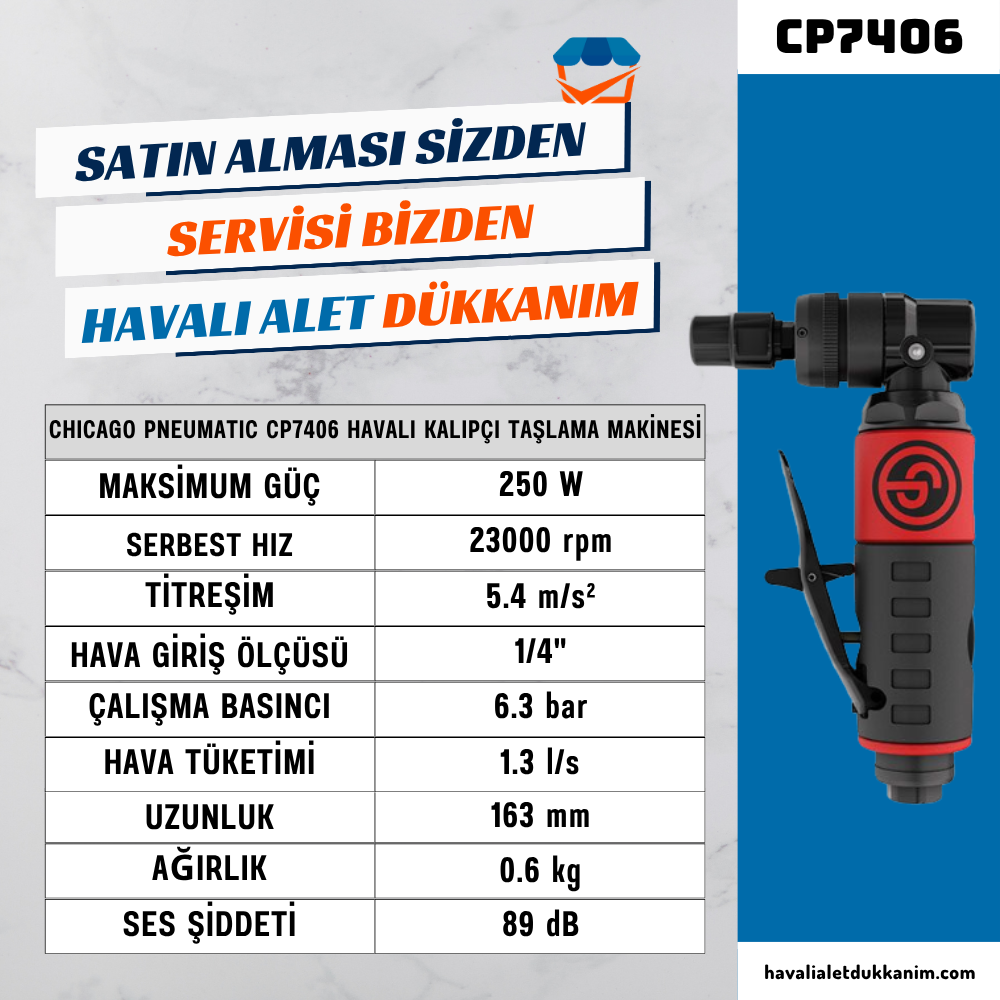 Chicago Pneumatic CP7406 Havalı Kalıpçı Taşlama Makinesi 1/4