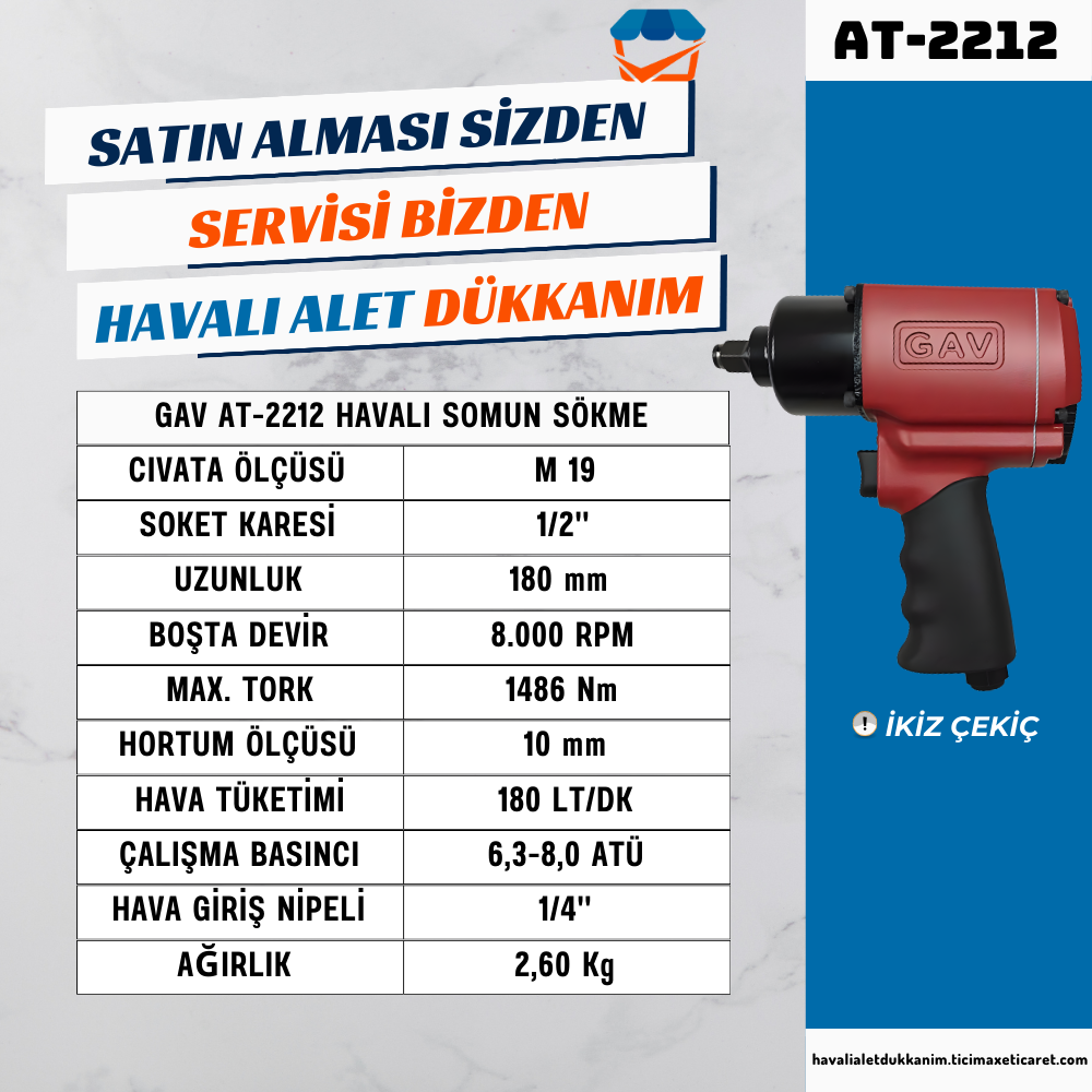 GAV AT-2212 Havalı Somun Sökme 1/2