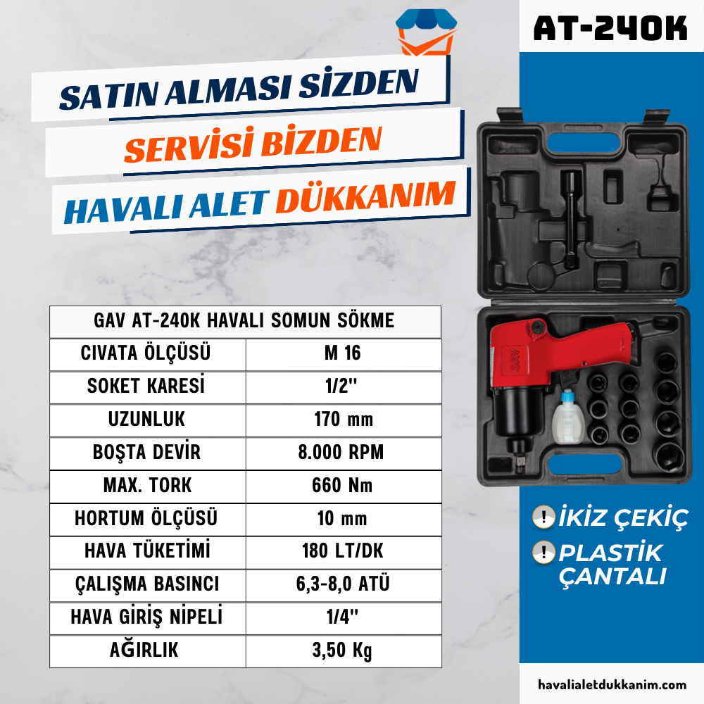 GAV AT-240K Havalı Somun Sökme