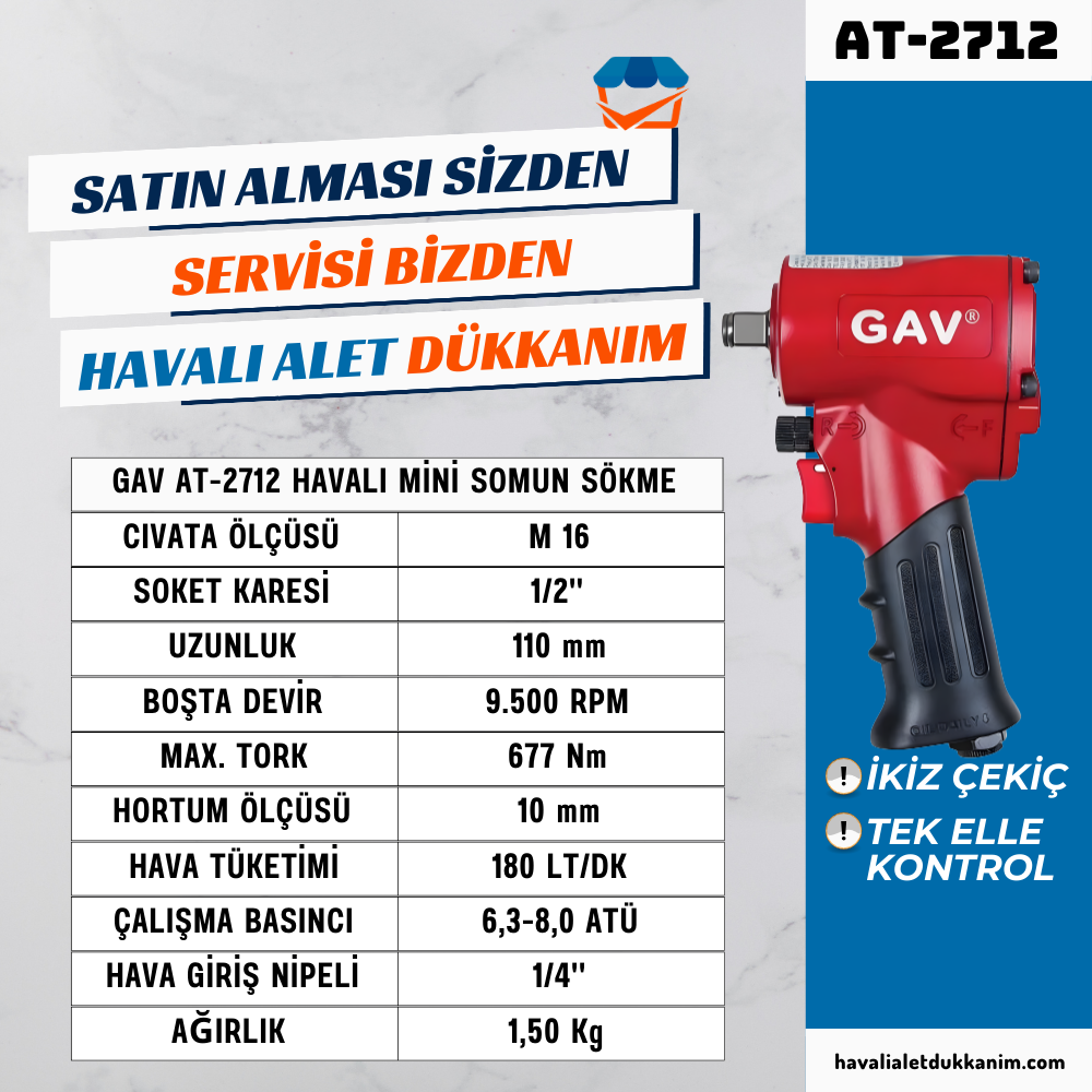 GAV AT-2712 Havalı Mini Somun Sökme 1/2