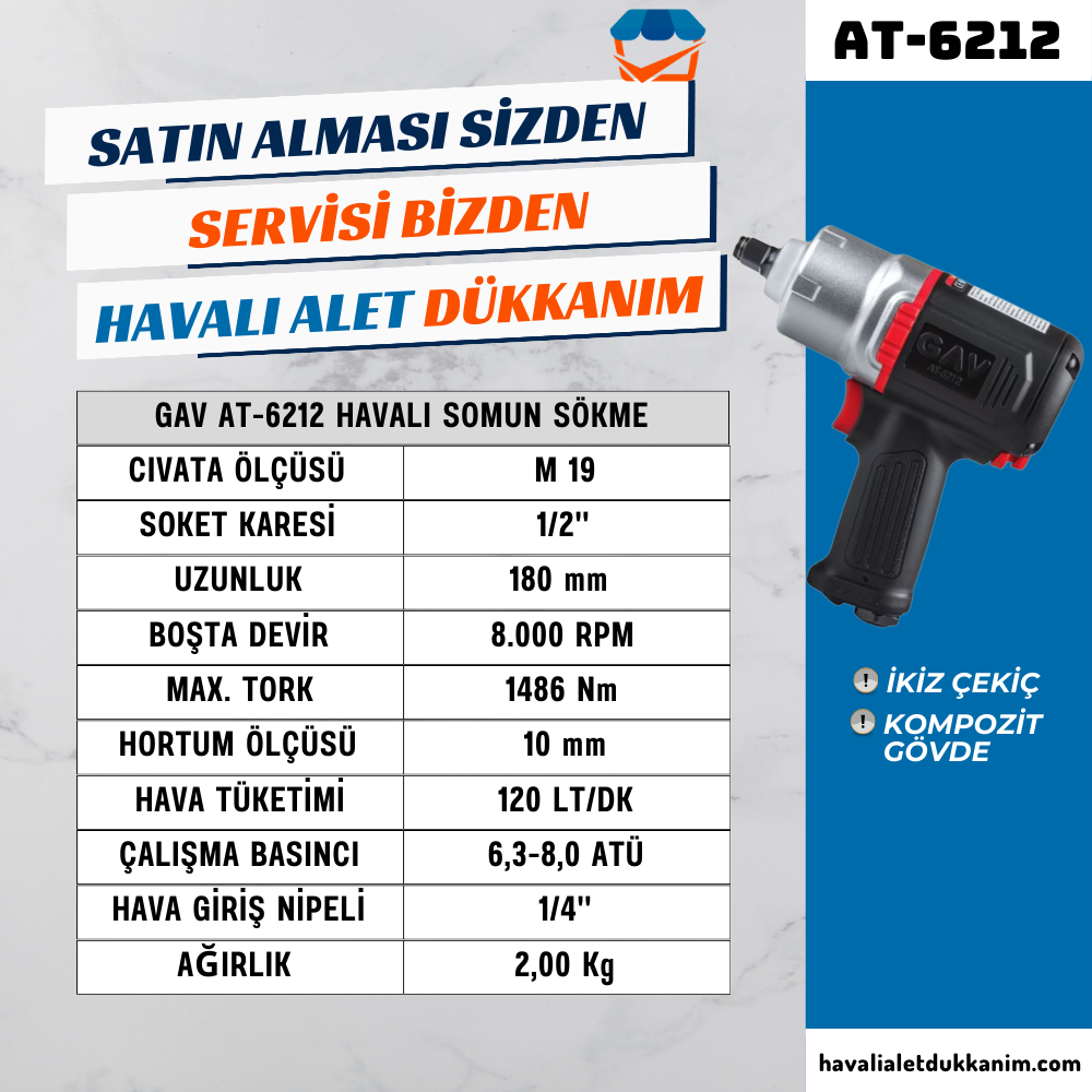 GAV AT-6212 Havalı Somun Sökme 1/2