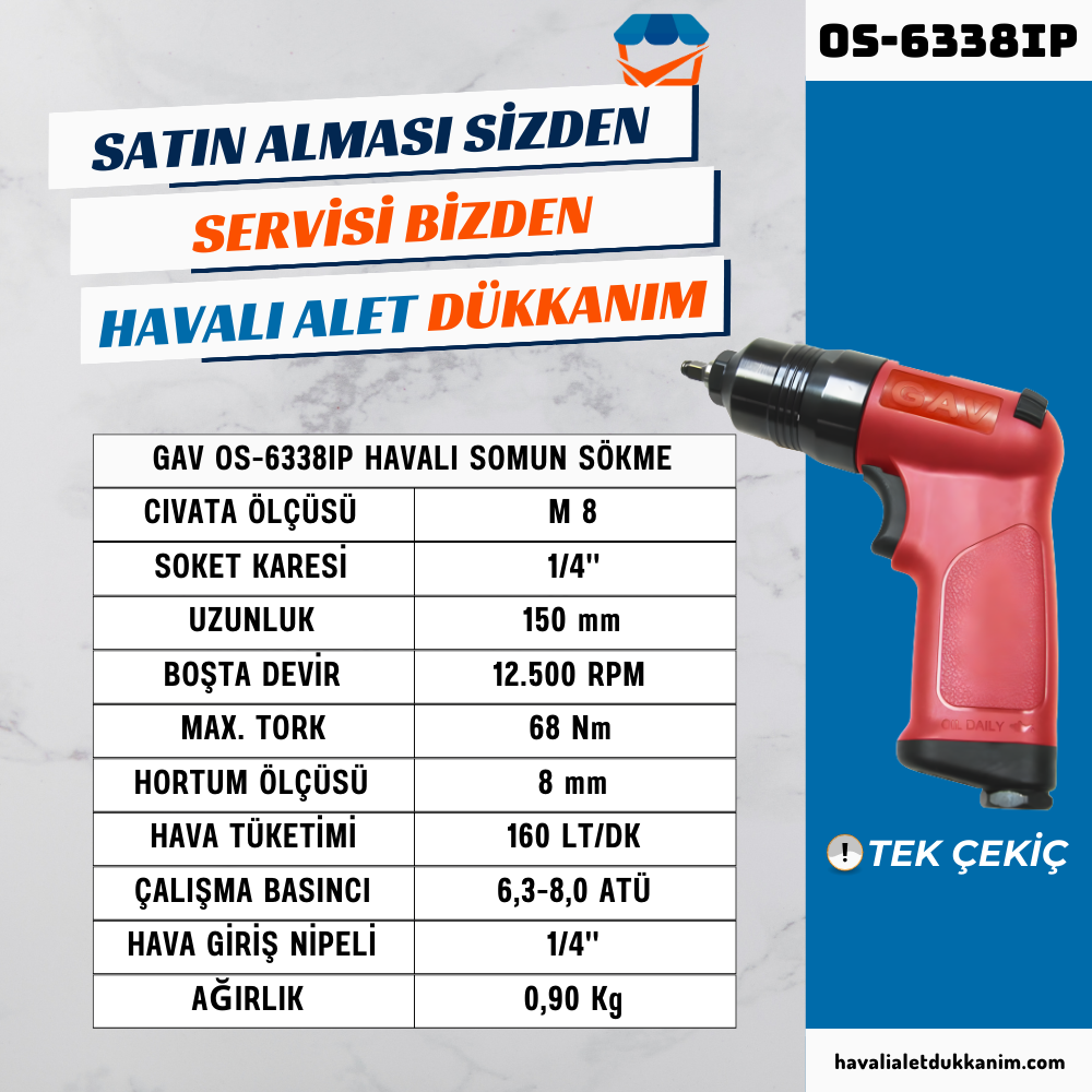 GAV OS-6338IP Havalı Somun Sökme 1/4