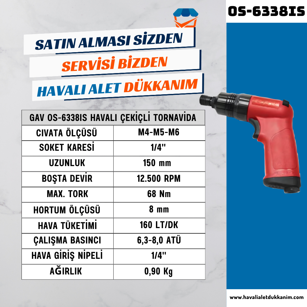 GAV OS-6338IS Havalı Çekiçli Tornavida