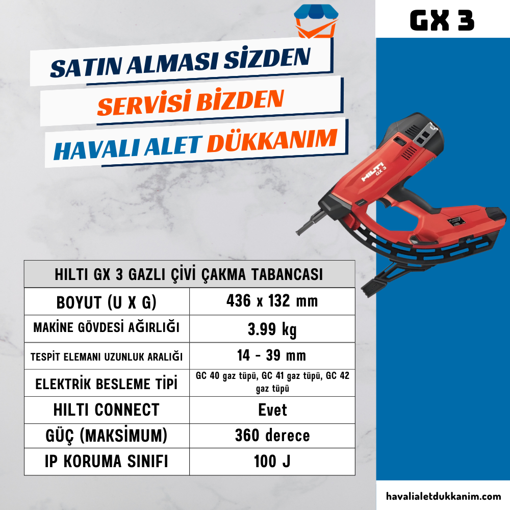 HILTI GX 3 Gazlı Çivi Çakma Tabancası