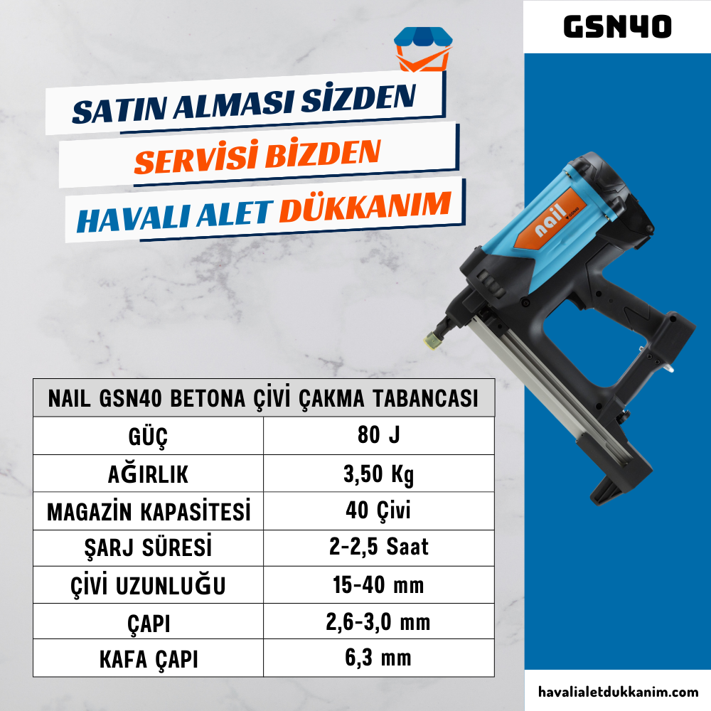 NAIL GSN40 Betona Çivi Çakma Tabancası