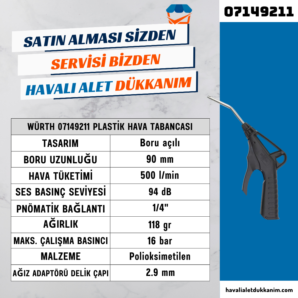 Würth 07149211 Plastik Hava Tabancası