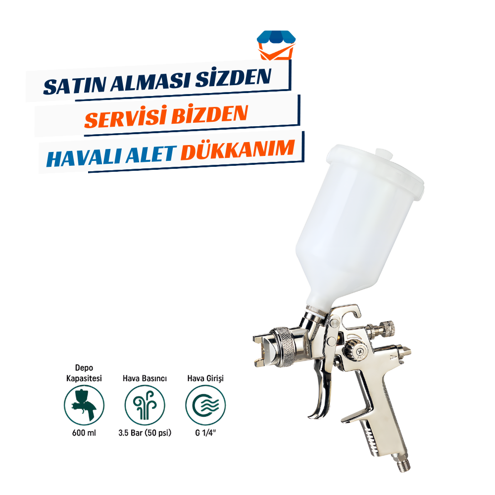 KL PRO AB17G Havalı Üstten Plastik Depo Boya Tabancası 2.0 mm