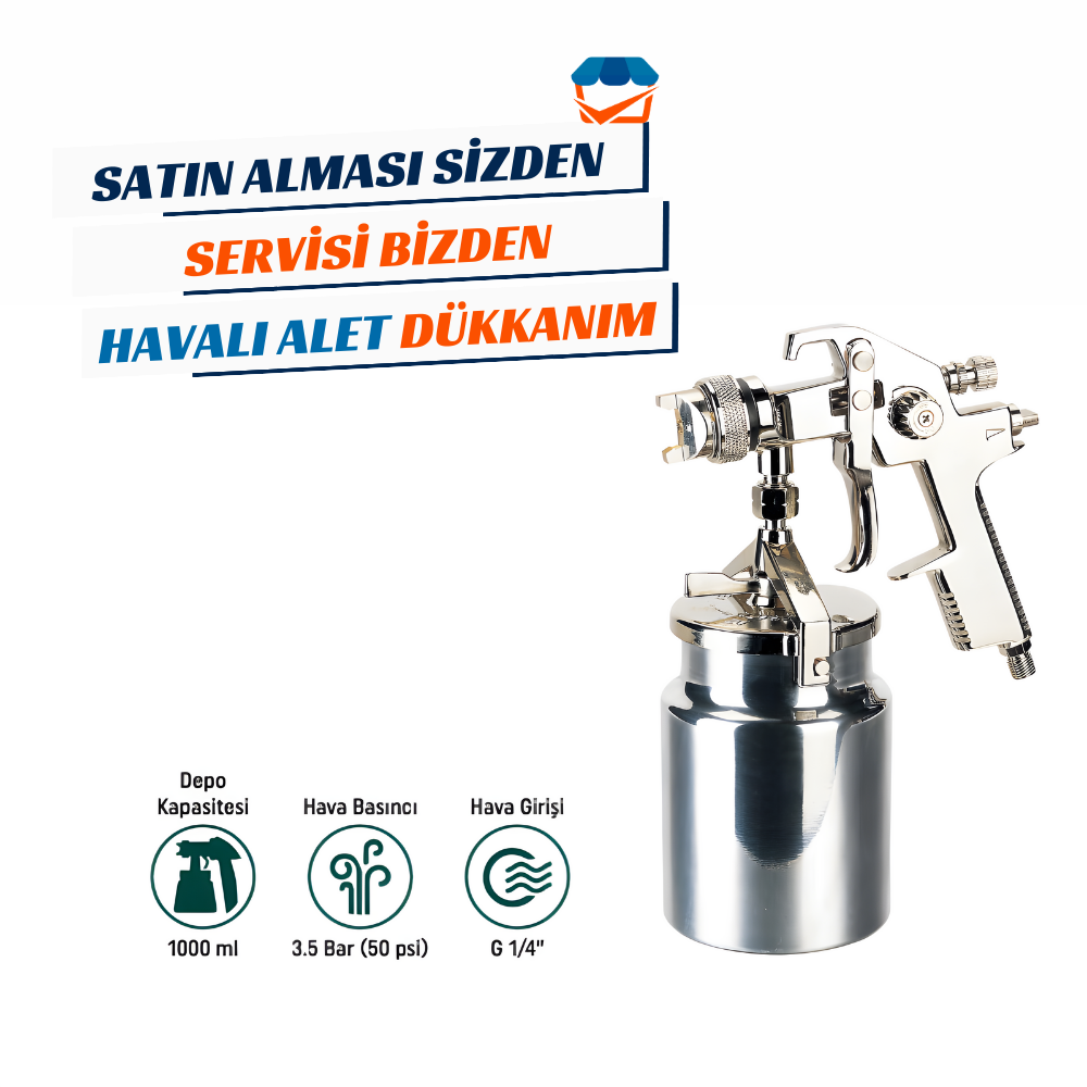 KL PRO AB17S Havalı Alttan Alüminyum Depo Boya Tabancası 1.4 mm