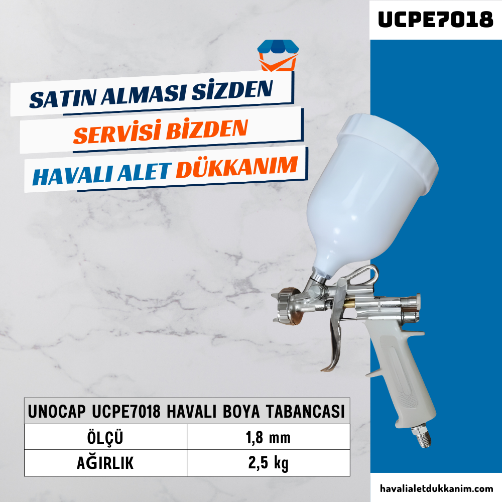 UNOCAP UCPE7018 Havalı Boya Tabancası Üstten Depo 1,8 mm
