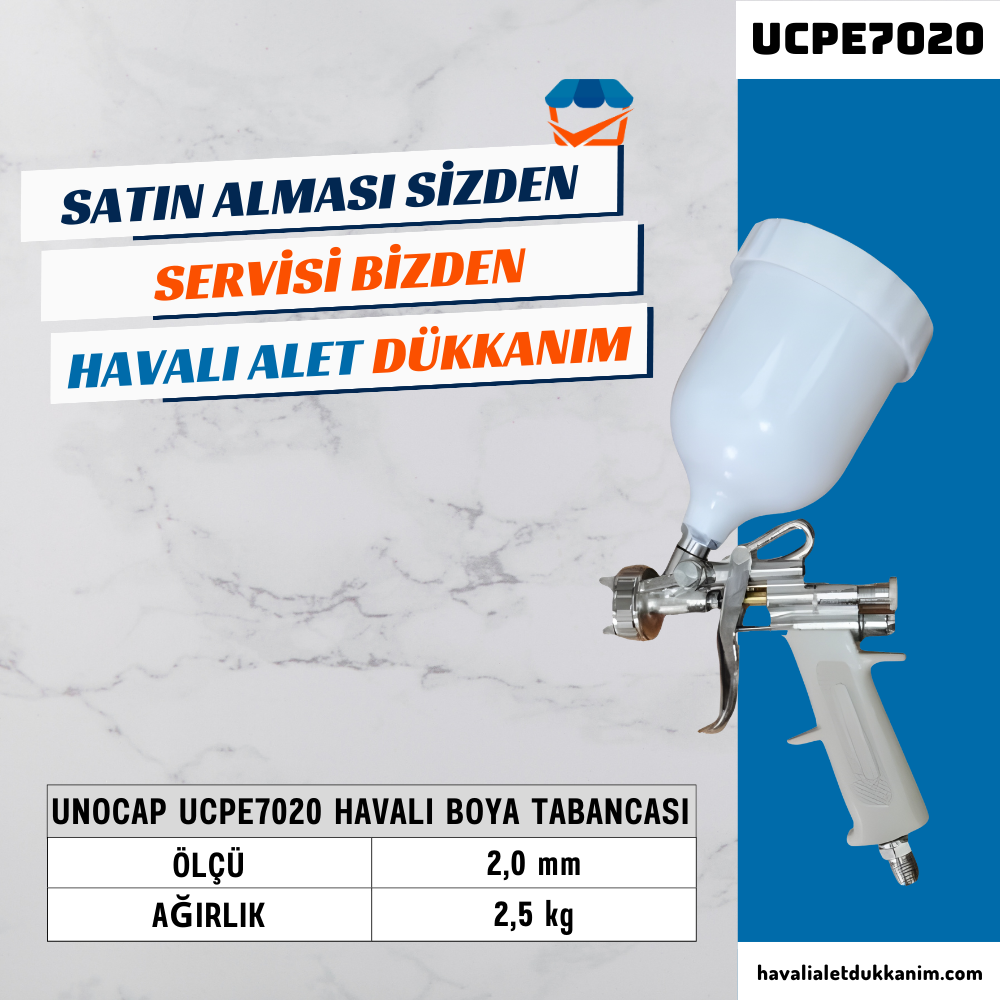 UNOCAP UCPE7020 Havalı Boya Tabancası Üstten Depo 2,0 mm