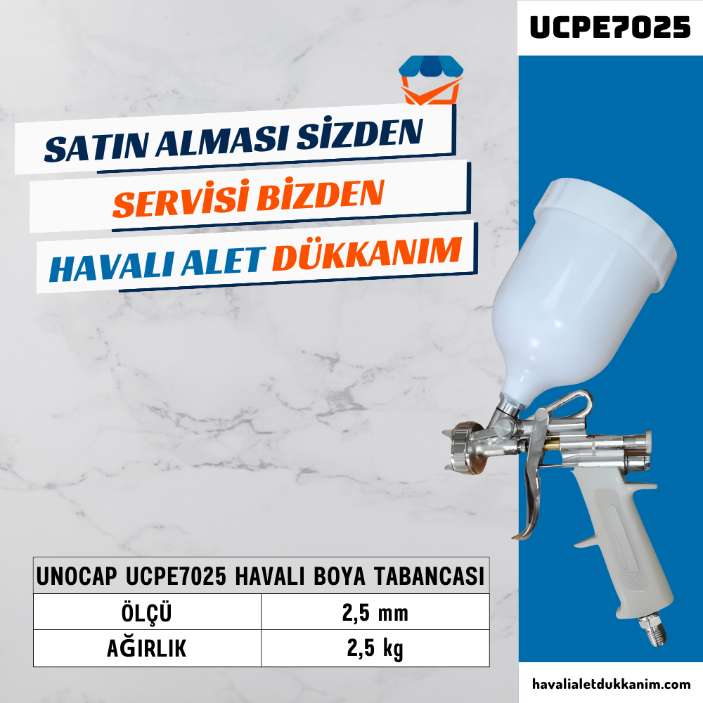UNOCAP UCPE7025 Havalı Boya Tabancası Üstten Depo 2,5 mm