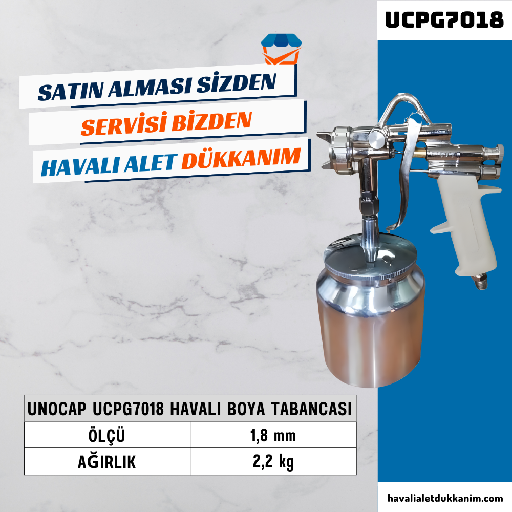 UNOCAP UCPG7018 Havalı Boya Tabancası Alttan Depo 1,8 mm