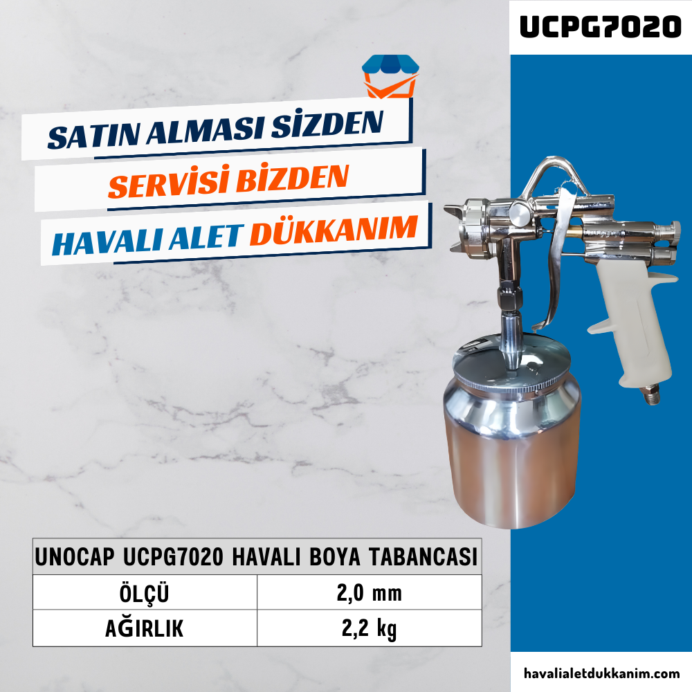 UNOCAP UCPG7020 Havalı Boya Tabancası Alttan Depo 2,0 mm