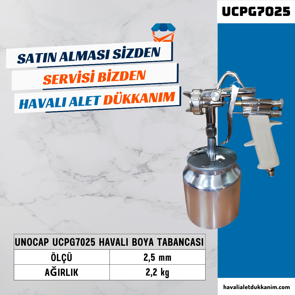 UNOCAP UCPG7025 Havalı Boya Tabancası Alttan Depo 2,5 mm